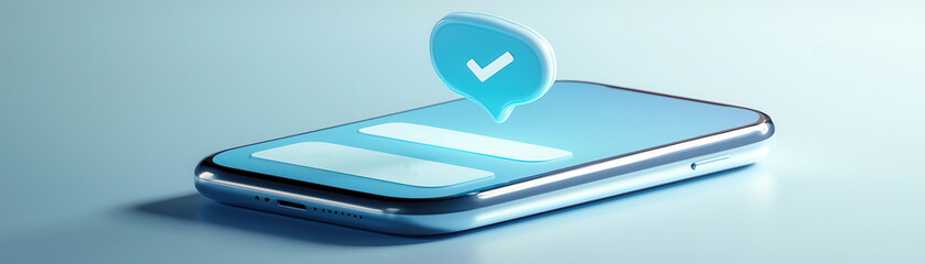 Sticker - Smartphone with Checkmark Icon.