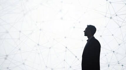 Poster - A silhouette of a man against a network of connections, symbolizing innovation and technology.