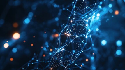 Poster - Abstract digital network with glowing nodes and interconnected lines.