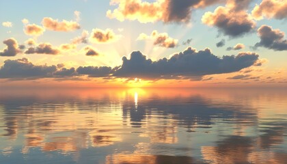 Wall Mural - Dramatic Sunset Cloudscape Above Baltic Sea Shore After Thunderstorm