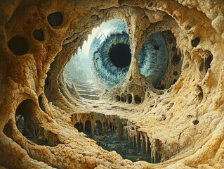 Sticker - Surreal Cave Landscape with Giant Eye