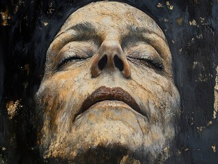 Canvas Print - Close Up Portrait of a Woman with Eyes Closed