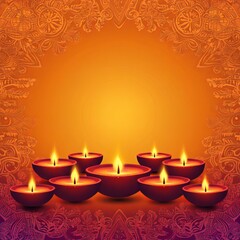 Sticker - Vibrant Diwali background with diyas and room for personalized messages.