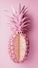 Sticker - Sliced pink pineapple on a pink background