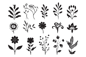 Wall Mural - Botanical flowers silhouette