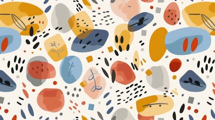 Poster - Colorful Minimal Hand-Drawn Patterns in Soft Tones