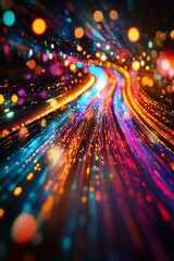 Wall Mural - Abstract background of colorful light streaks with bokeh effect.