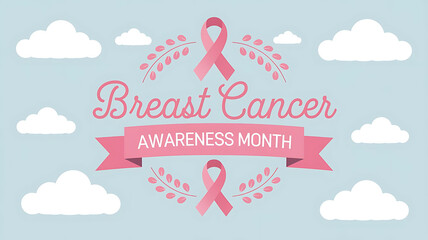 Wall Mural - A banner with text breast cancer awareness month 