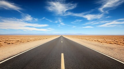 Asphalt Road Leading Through the Desert