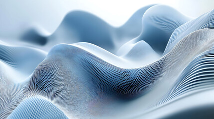 Poster - Abstract blue and white wavy surface with lines.