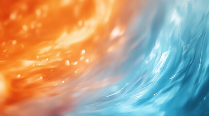 Leinwandbilder - Abstract background with blue and orange flowing liquid with blurry bokeh.