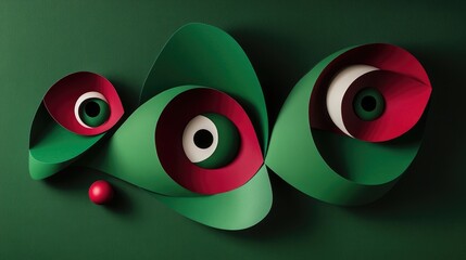 Poster - paper cut-out shapes in geometric patterns, creating a playful and artistic background