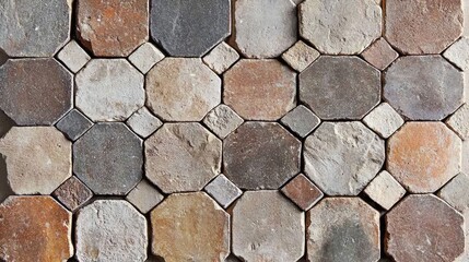 Poster - pattern of hexagonal tiles on a bathroom floor, showing clean and minimalistic texture details