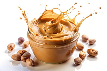 peanut butter spread with peanuts