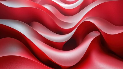 Poster - Dynamic red waves undulate in mesmerizing patterns, creating a striking abstract texture in a minimalist design