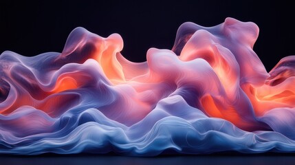 Poster - Colorful abstract waves interact with light in a captivating display of flowing forms, showcasing artistry in digital design