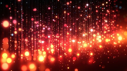 Poster - Bright and colorful lights create an enchanting atmosphere with sparkling bokeh effects in a dark background setting
