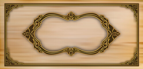Poster - Border frame with corner line floral for picture, Vintage vector design decoration.
