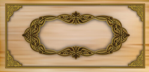 Poster - Border frame with corner line floral for picture, Vintage vector design decoration.