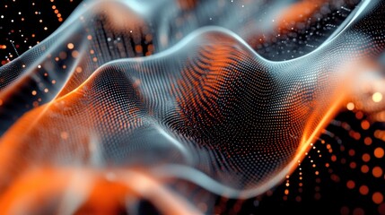 Poster - Abstract digital wave with flowing patterns and vibrant colors.
