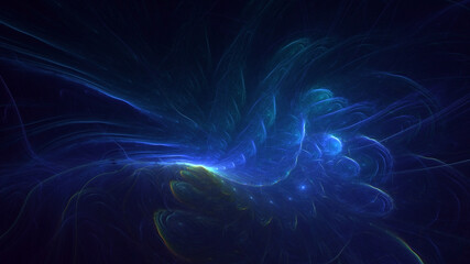 Poster - 3D manual rendering abstract fractal light background. Its not AI Generatd illustration.
