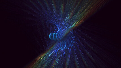 Poster - 3d manual rendering abstract fractal light background. its not ai generatd illustration.