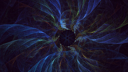 Poster - 3d manual rendering abstract fractal light background. its not ai generatd illustration.