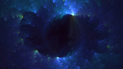 Poster - 3d manual rendering abstract fractal light background. its not ai generatd illustration.
