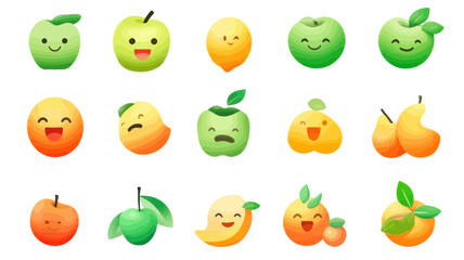 Poster - New Editable Apple Emojis Collection in iOS 17.1 - Colorful Fruits and Smiley Faces in Vector Format for Chat and Messaging