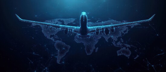 Airplane Flight Over World Map - Abstract Art