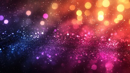 Poster - Vibrant abstract background with sparkling lights and bokeh effect created in digital design