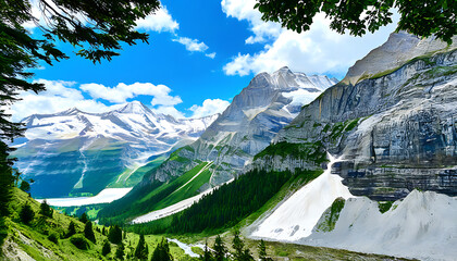 Wall Mural - Alpine beauty at its peak, outdoor adventure awaits, explore the charm of climbing.