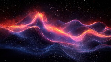 Poster - colorful abstract waves of light create a mesmerizing display against a dark background in a stunnin
