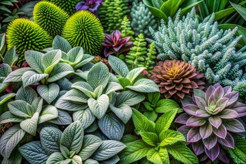 Poster - Variety of succulents in garden close-up