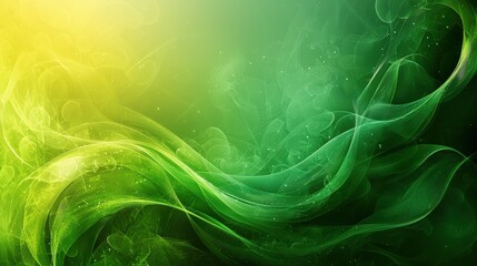 Poster - flowing green and yellow abstract design featuring soft curves, dynamic shapes, and smooth textures 