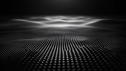 Poster - black and white abstract representation of waves created by a grid of dots illuminated from above
