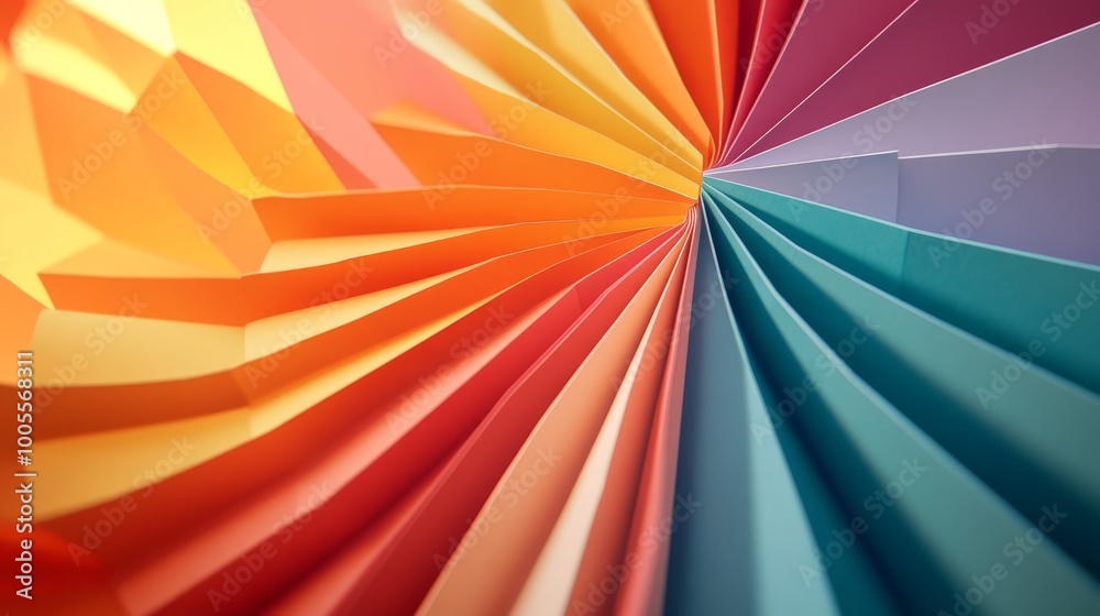An animated scene of paper sheets transforming into a dynamic paper fan ...