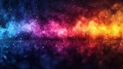 Poster - Colorful abstract patterns of light and particles create a captivating display of vibrant hues in a dark background setting