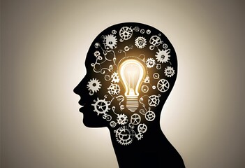 bulb, head, brain, idea, light, mind, silhouette, lamp, concept, lightbulb, profile, thinking, innovation, icon, think, power, creativity, 