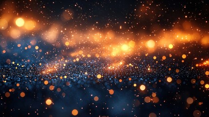 Poster - golden and blue shimmering particles create a mesmerizing effect on a dark background during a festi