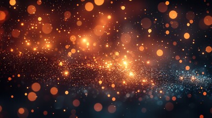Poster - vibrant abstract background filled with glowing bokeh lights in shades of orange and blue during nig
