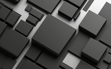 Poster - An abstract widescreen background with dark black material design for your business. The corporate template has overlapped layers for a professional look.