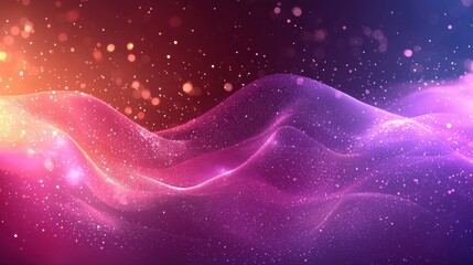Poster - Vibrant abstract waves of pink and purple with sparkles flowing in a cosmic atmosphere during a digital art display
