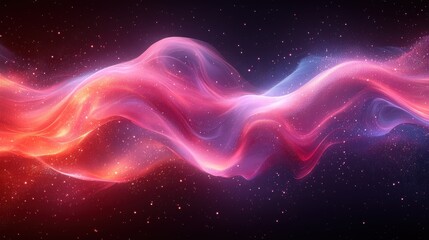 Poster - Colorful abstract waves of light and energy in a cosmic landscape at night