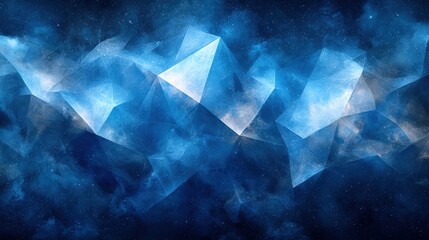 Poster - Blue abstract background with layered geometrical shapes and cosmic textures for modern design or artistic projects
