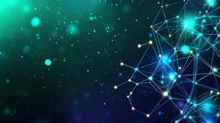 Poster - Abstract futuristic background of glowing lines and dots. 3D rendering of digital plexus.