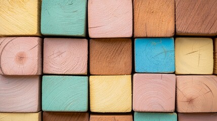Poster - An aged art architecture texture abstract block stack on a wall is used for the backdrop, along with an abstract colorful wood texture.