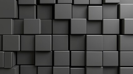 Poster - Abstract background with dark squares. Wall of cubes in a realistic style