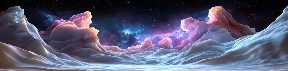 stars and nebula in night sky web banner. space background.