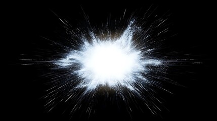 A bright white light explosion on a black background.